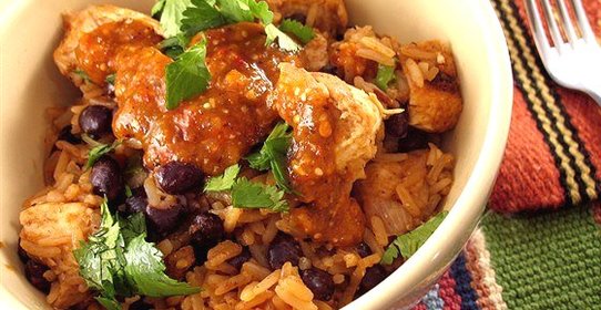 Курица и рис с черной фасолью