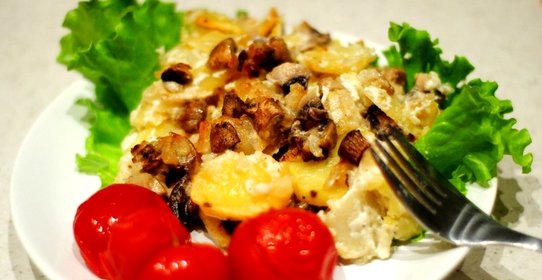Картофель с шампиньонами