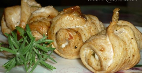 Куриные рулетики на шампурах