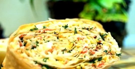 Салат Мимоза в лаваше