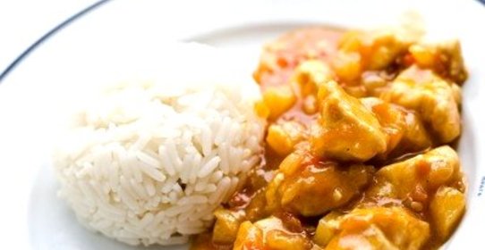 Курица с ананасами на сковороде