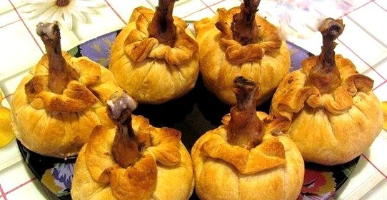 Куриные ножки с грибами в мешочке