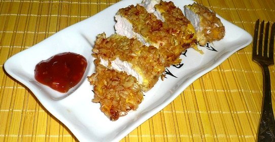 Куриная грудка в панировке из овсяных хлопьев
