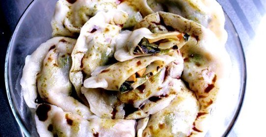 Пельмени с королевской вешенкой и пореем