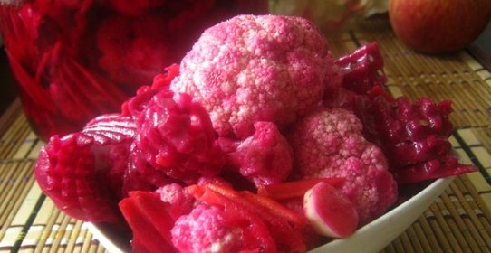 Быстро маринованная цветная капуста Розовые облака
