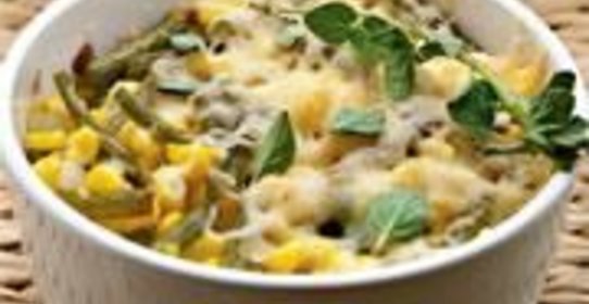 Рагу из кукурузы с зеленой фасолью и орегано