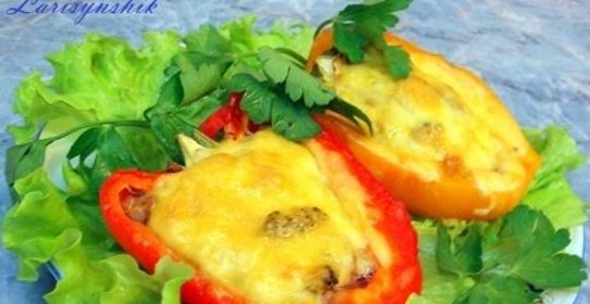 Перец, фаршированный говядиной и брокколи