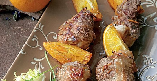 Шашлычки из утиной грудки с апельсином