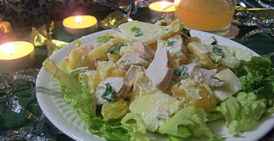 Салат с курицей и апельсинами