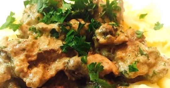 Куриные сердечки с печенью