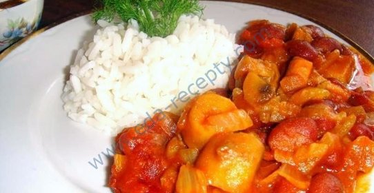 Гуляш с грибами, фенхелем, фасолью