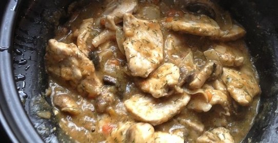 Свинина с грибами в соусе