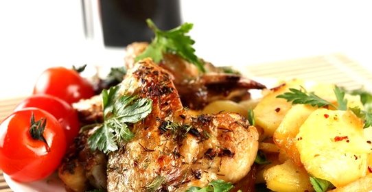 Курица с картошкой и помидорами