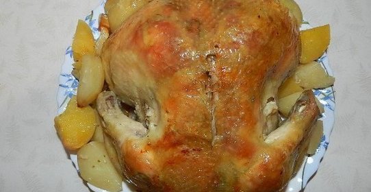 Курица в рукаве с картошкой в духовке