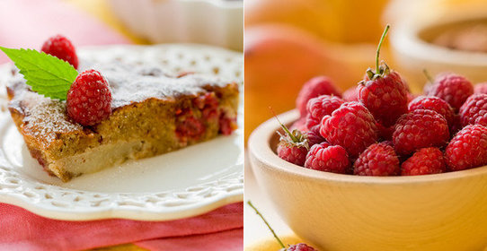 Пирог из груши, малины и миндаля