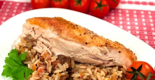 Курица, фаршированная печенью с рисом